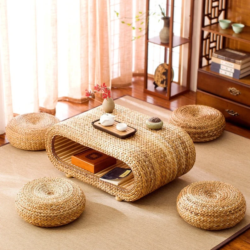 Straw Coffee Table Tatami Table - Image 2