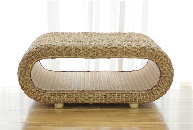 Straw Coffee Two Level Coffee Table