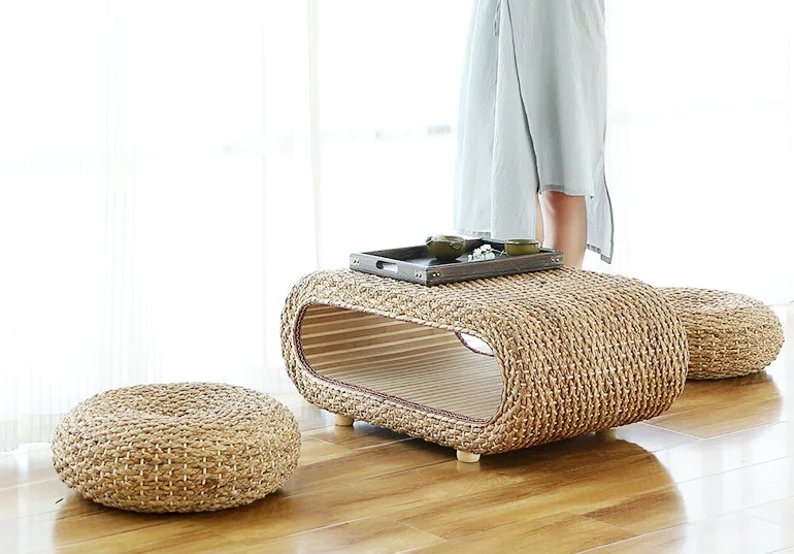 Straw Coffee Two Level Coffee Table - Image 3