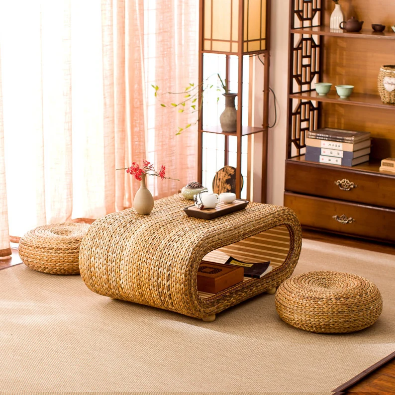 Straw Coffee Table Tatami Table - Image 6
