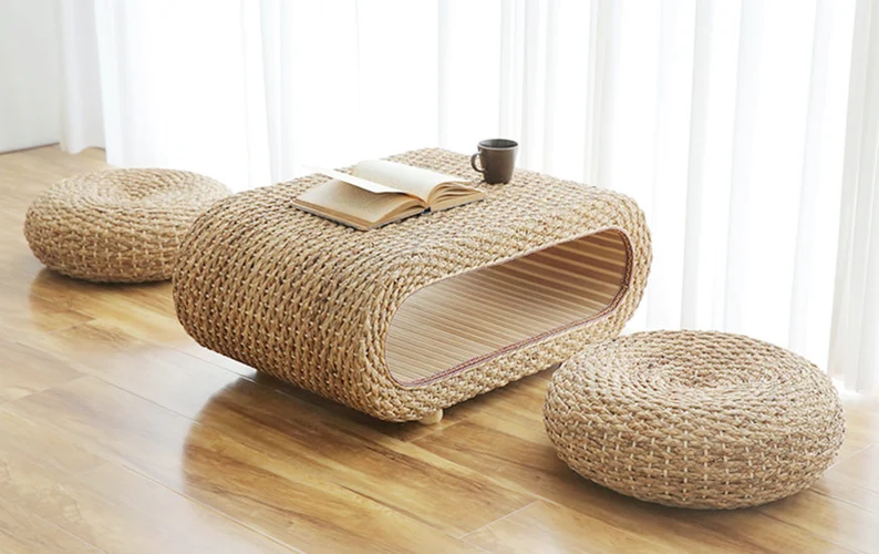 Straw Coffee Two Level Coffee Table - Image 5