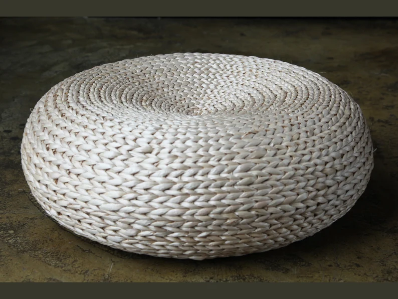 Straw Pouf Floor Cushions - Image 4