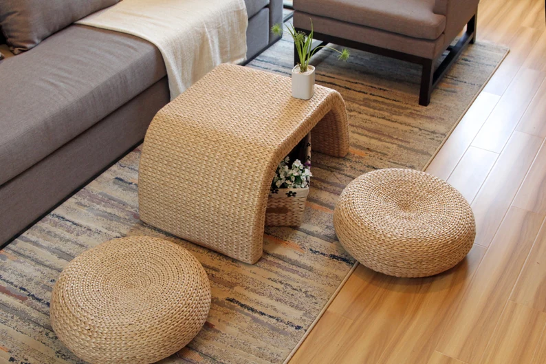 Straw Pouf Floor Cushions - Image 5