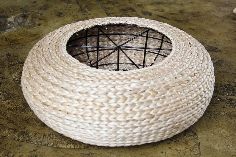 Straw Pouf Floor Cushions - Image 6