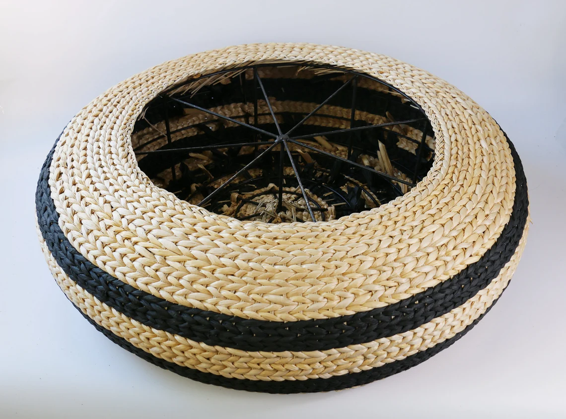 Straw Pouf Floor Cushions Pouf Ottoman - Image 5