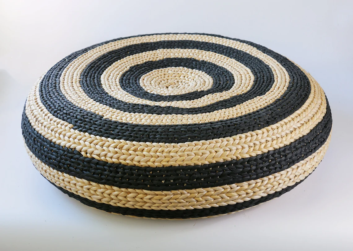 Straw Pouf Floor Cushions Pouf Ottoman - Image 8
