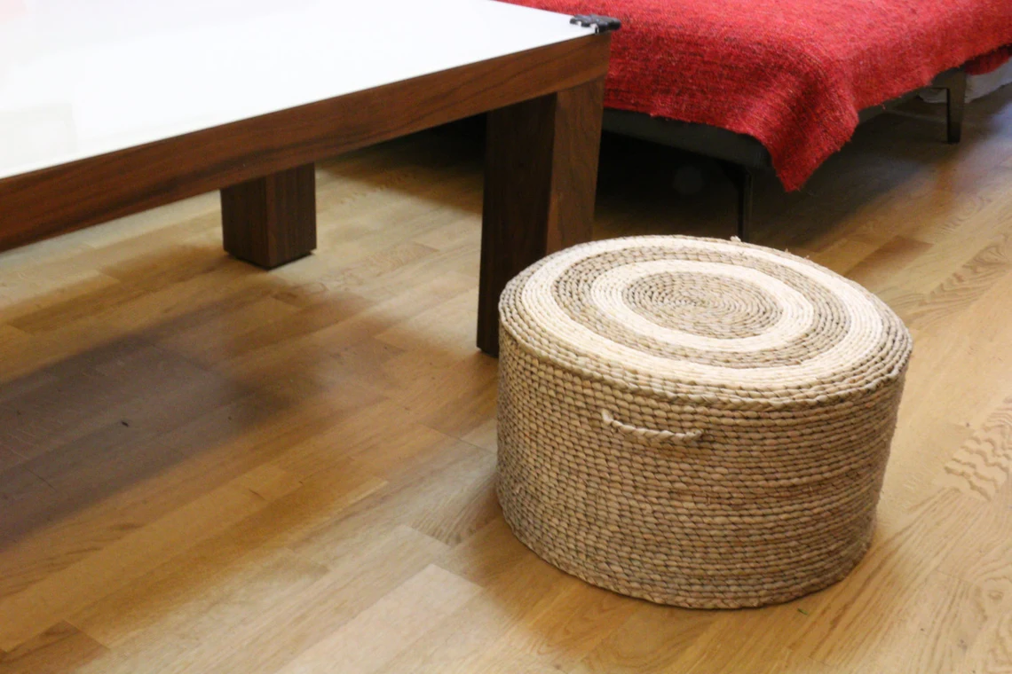 Straw Floor Cushions Poufs Ottoman - Image 2