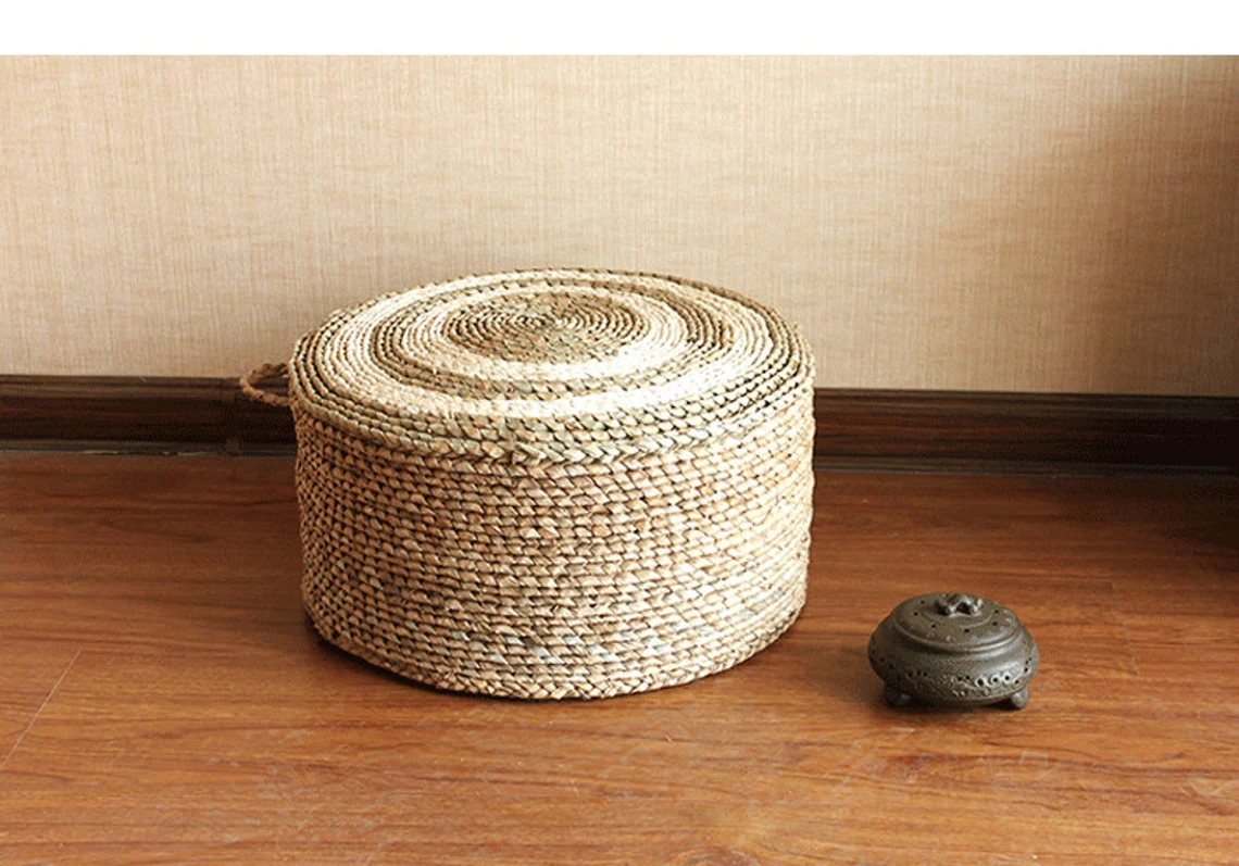Straw Floor Cushions Poufs Ottoman