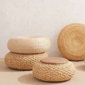 Ottoman / Pouf / Floor Cushion / Zafu / Zabuton / Handmade Straw | Banana leaf Cattail Leaf Pouf Seats / Natural Home Decor/RushesGrass